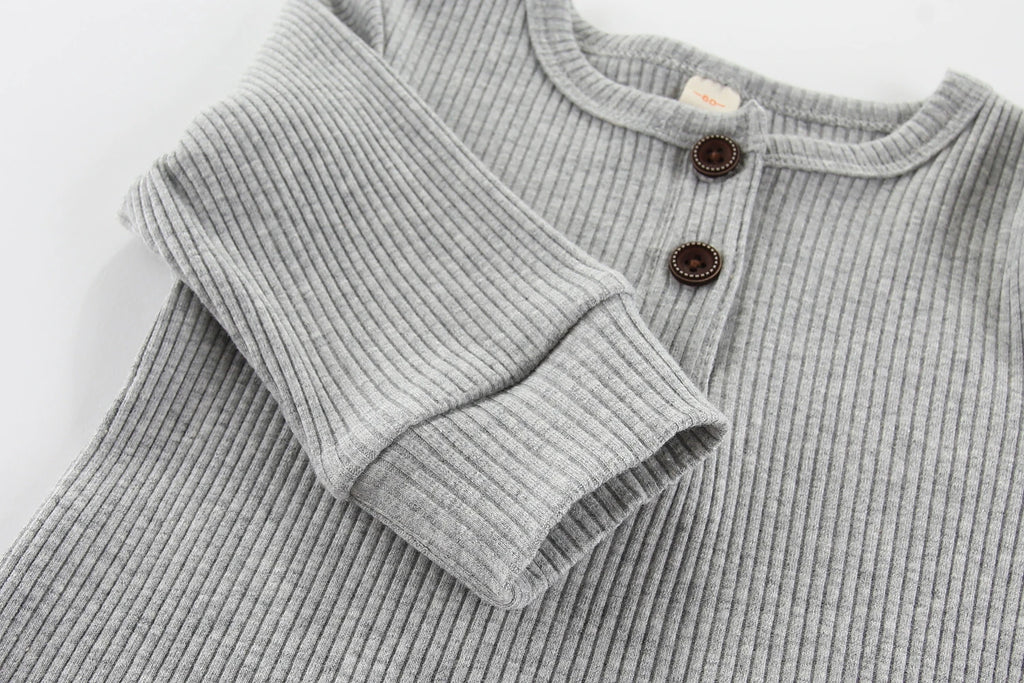 3-Piece Solid Color Baby Unisex Jumpsuits Long Sleeve Newborn Boy Girl Rompers 0-24 Month Infant Clothes
