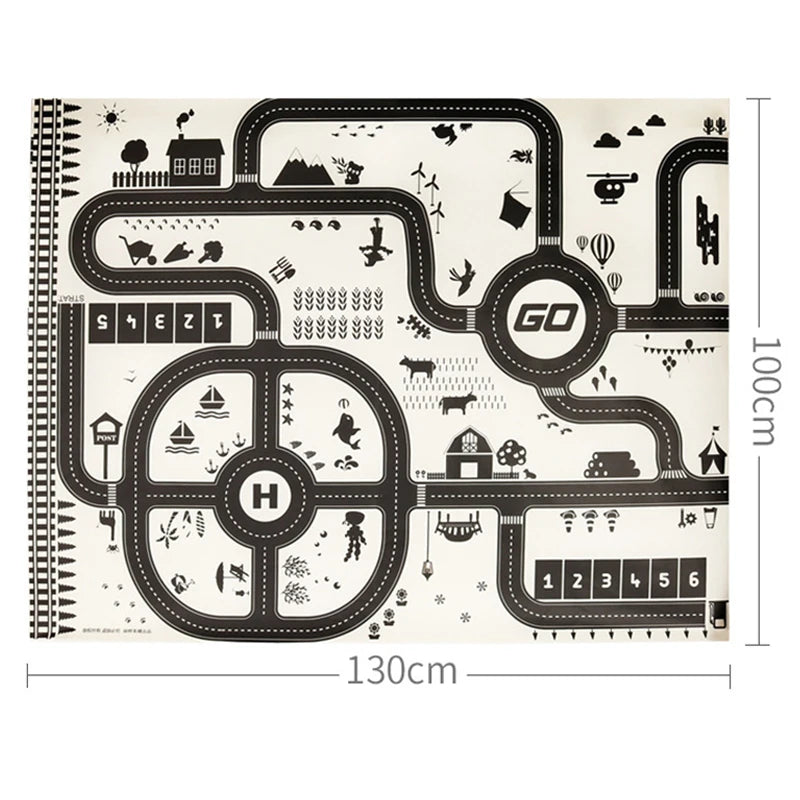 TMZ 130x100cm Baby Crawling Mat Cartoon City Traffic Map Non Slip Playmat For Kids