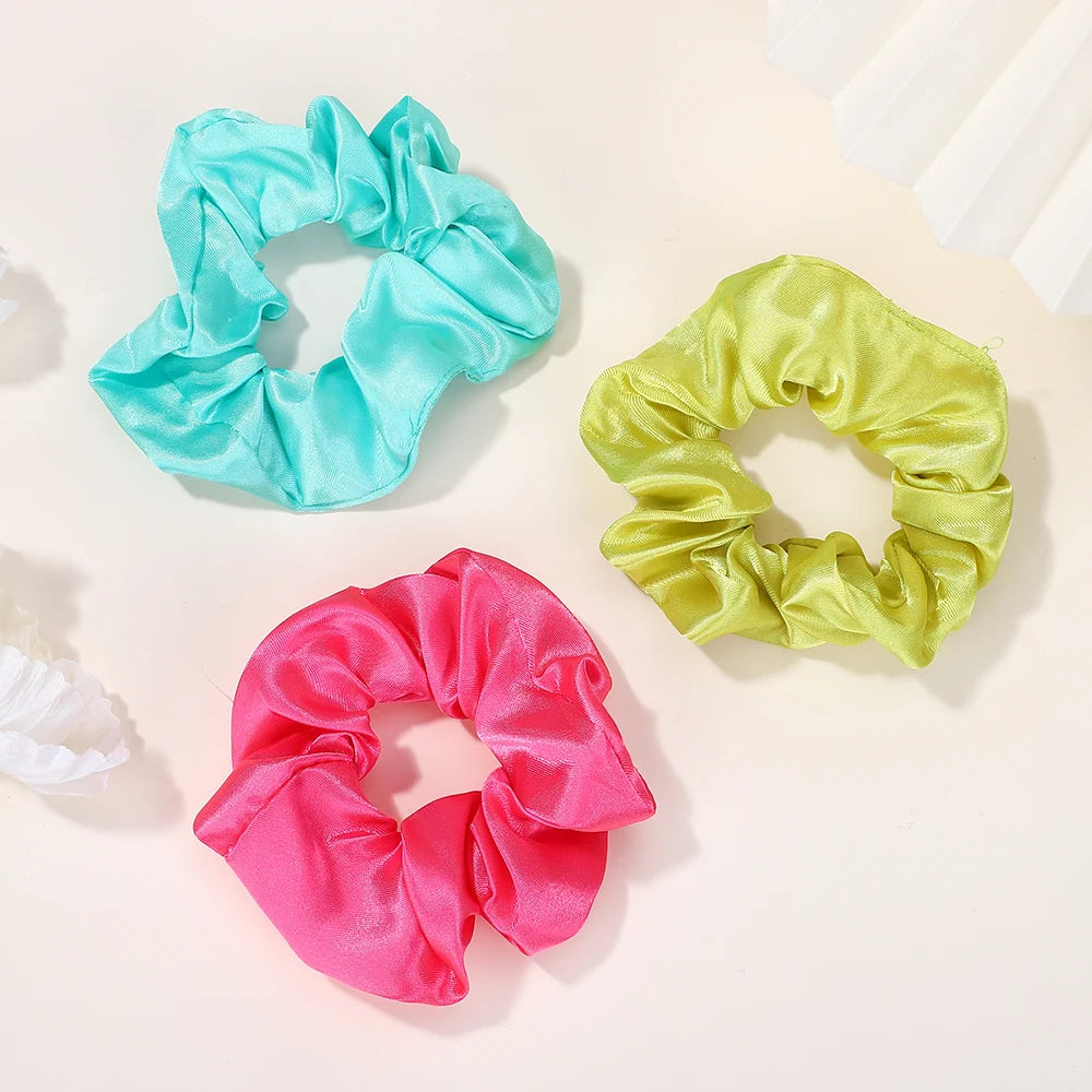 40Pcs Random Color Elastic Scrunchies Womens Low Ponytail Hold Headband Solid Color Ribbon Hair Band