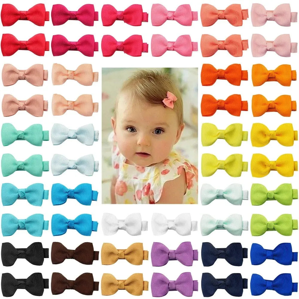 50Pcs 2inch Grosgrain Ribbon Hair Bows Clips for Girls Handmade Bowknot Hairpins Headwear Kids Baby Hair Accessories