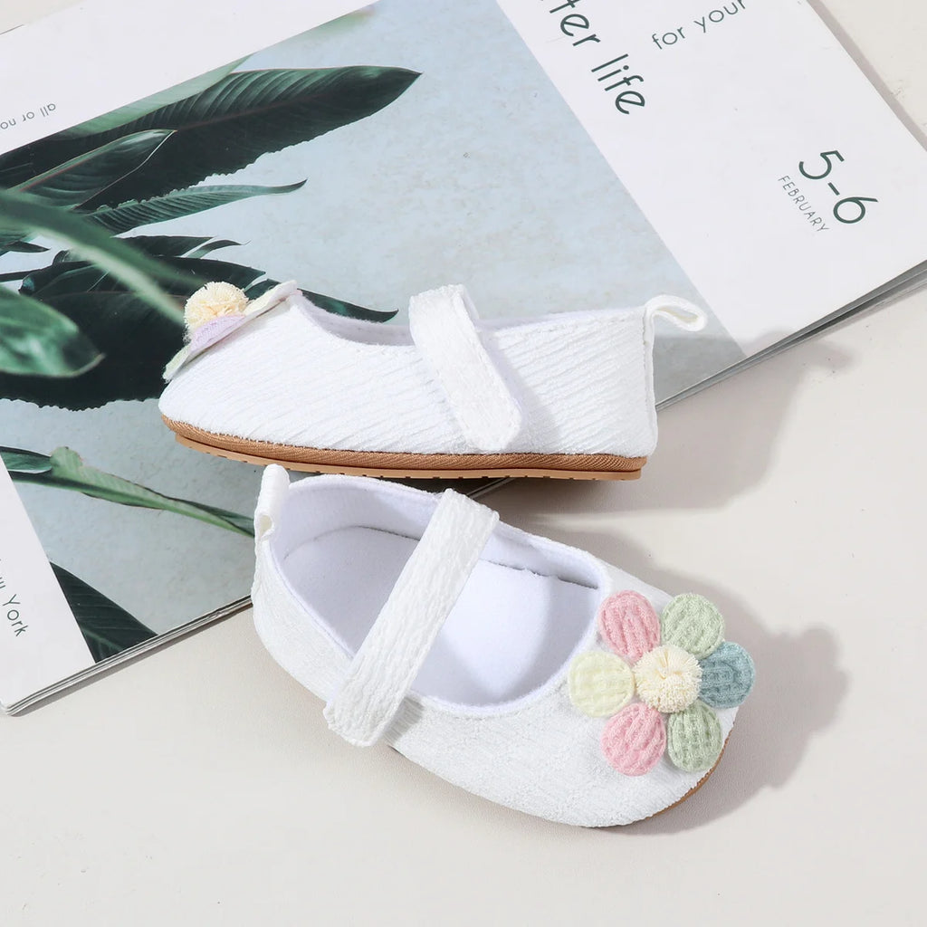 Newborn Infant Baby Girl Kids Shoes Soft Sole Crib Prewalker Toddler Anti-Slip Solid Ruffled First Walkers Shoe Baptism