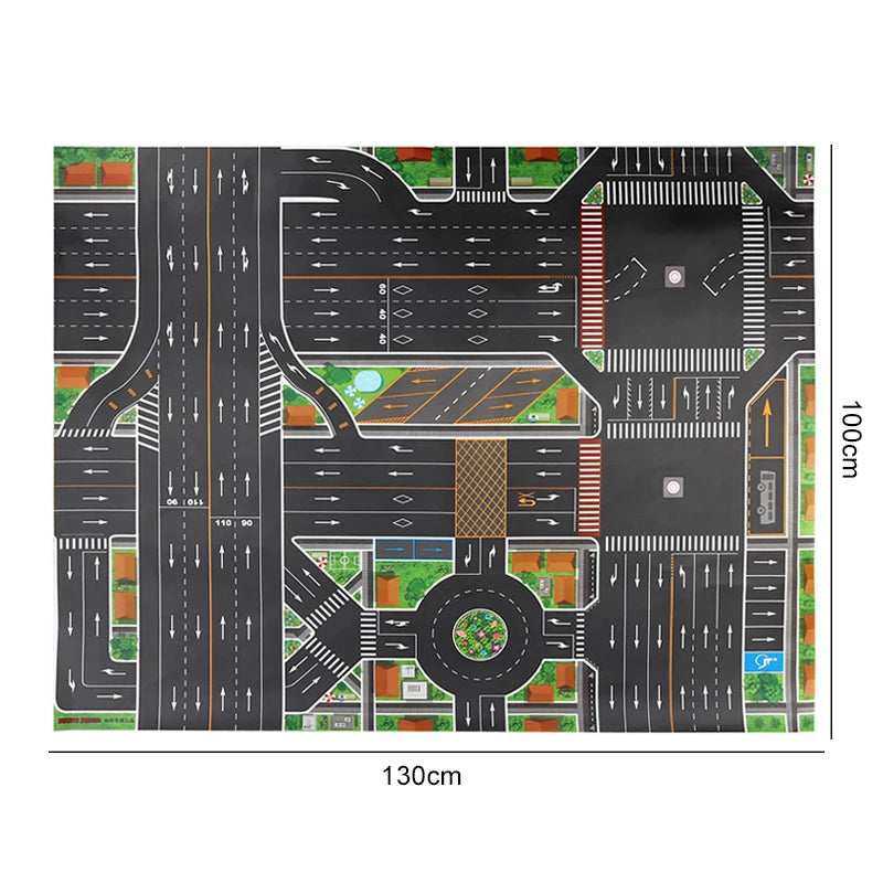TMZ 130x100cm Baby Crawling Mat Cartoon City Traffic Map Non Slip Playmat For Kids