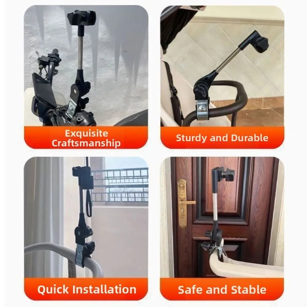 Rainproof Adjustable Umbrella Mount Stand Adjustable Angle Non-slip Clamp Pram Umbrella Bracket Portable Flexible