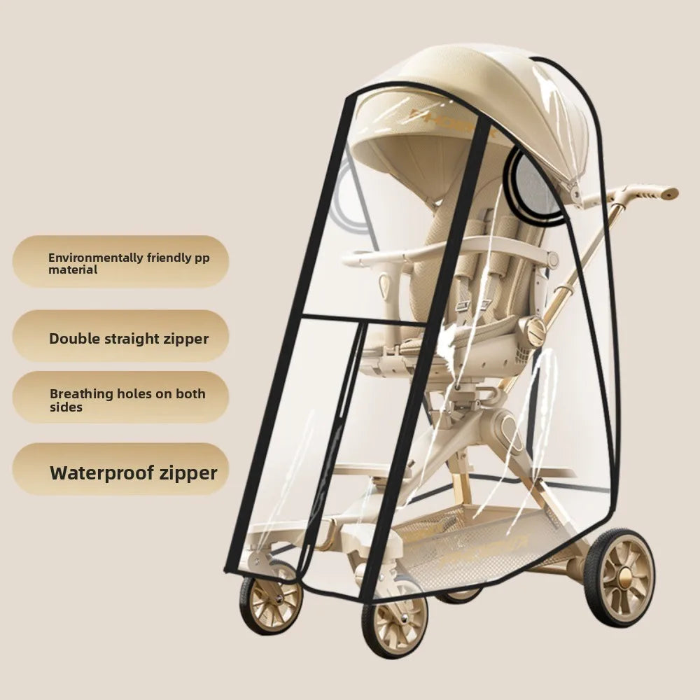 Transparent Baby Strollers Rainproof Cover Windproof Waterproof Baby Pram Rain Cover Travel Nobstructed View Pushchair Raincoat