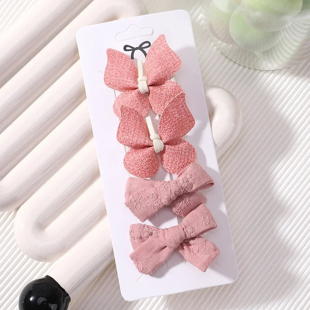 Baby Girls Hair Clips 4Pcs Set Handmade Crochet Butterfly Alloy Hairpins Headwear