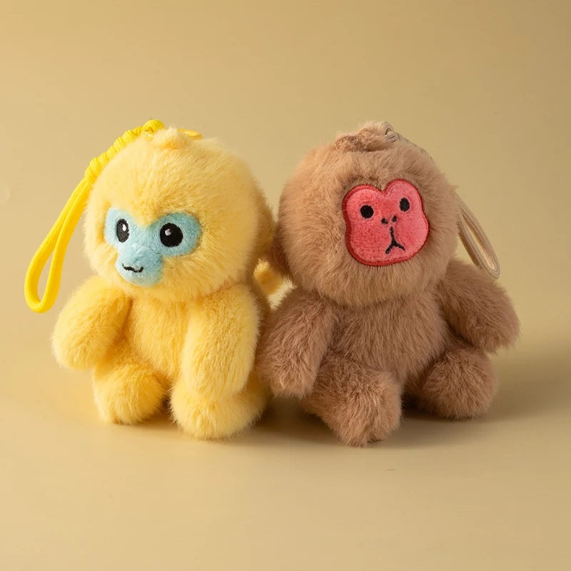 Golden Monkey Plush Toy Keychain Holder White-Faced Saki Pendant Soft Dolls Fun Accessory To Bag Functional Plushie Keyring Gift