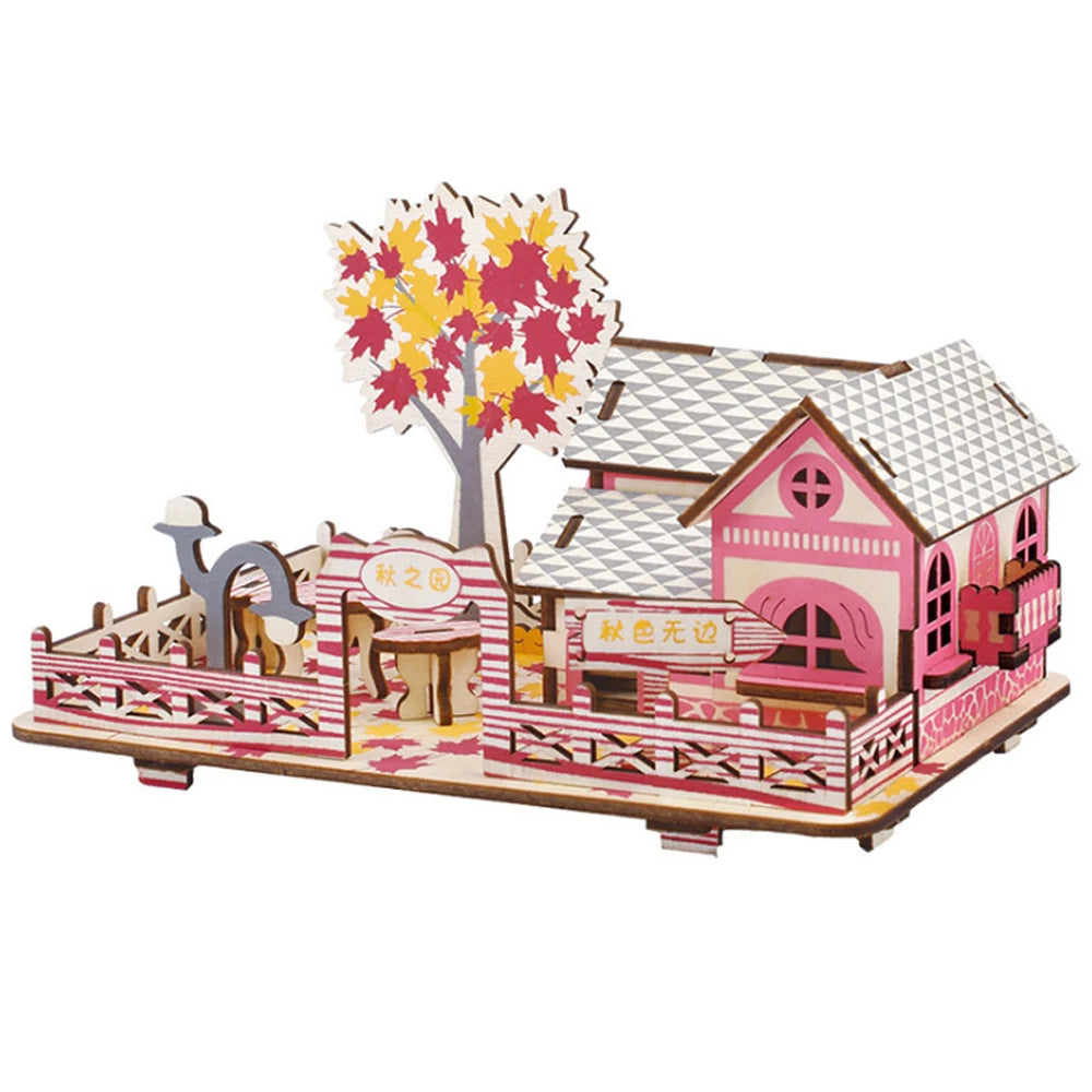Handmade Wooden 3D Jigsaw Puzzle Game DIY Assembled Building Model Educational Early Childhood Toy for Kids Room Decoration Gift