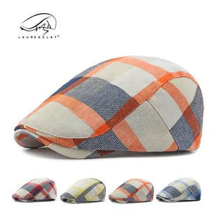 New Duckbill Hat for Men Spring Summer British Retro Fashion Plaid Casual Painter Hat Women's Beret