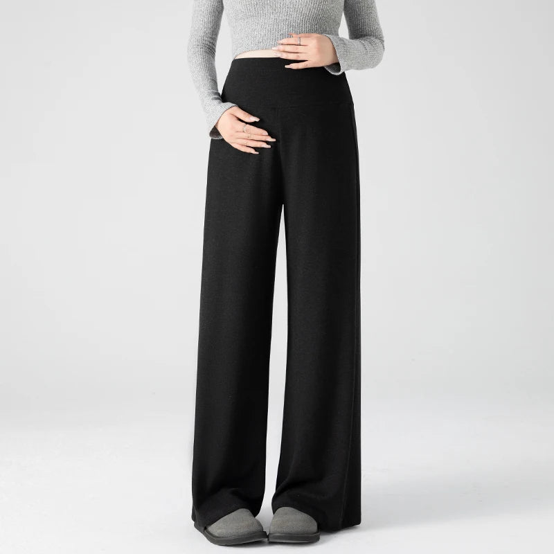 Pregnant Woman Maternity Straight Knitted Trousers With Adjustable Waist 2026 Autumn