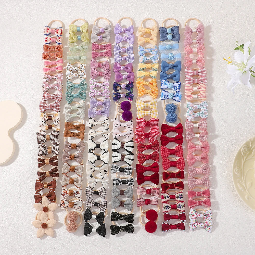 20Pcs Elastic Hair Bands for Girls Baby Scrunchies Bows Kids Hair Accessories Ties for Children