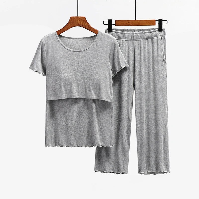 Maternity Clothes set Nursing Sleepwear Breastfeeding Nightwear Pregnant Women Pregnancy Breast Feeding Pajamas Tracksuit Suits