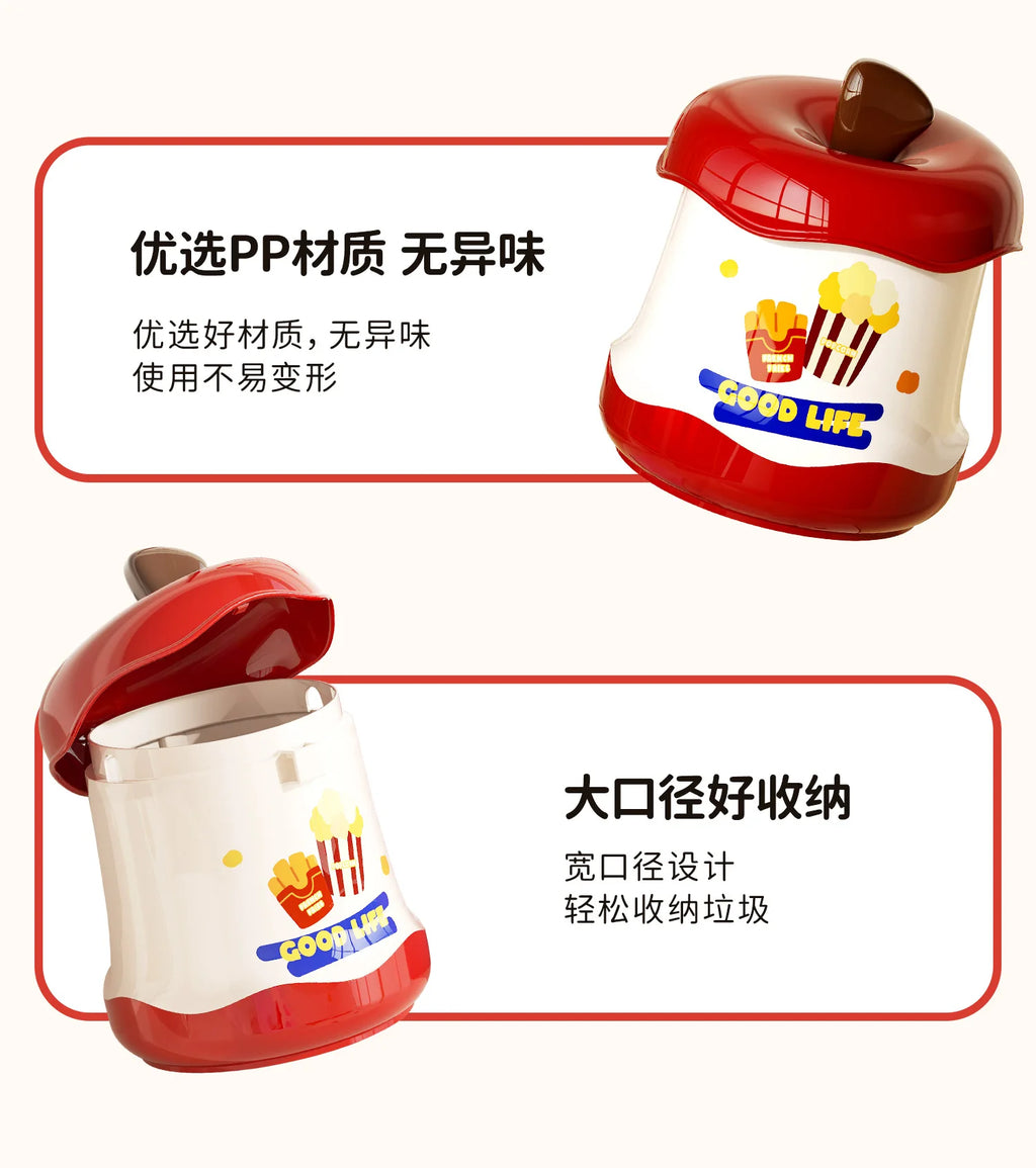 Desktop Trash Can Mini Cute Garbage Basket Household Garbage Bins with Lid Storage Bin Storage Box for Office Bedroom Dormitory