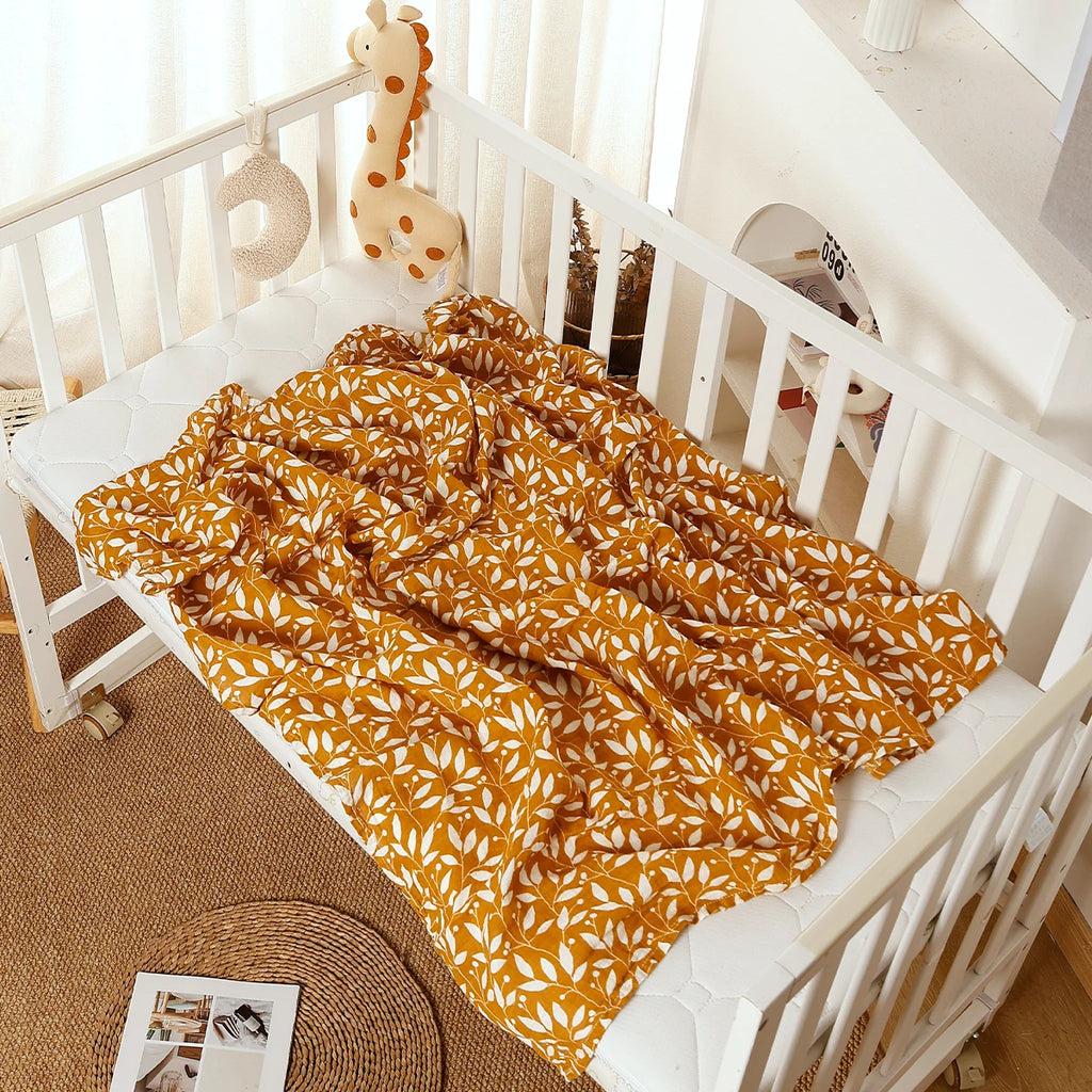 Elinfant 2PCS 100% Cotton Muslin Swaddle Blanket,Baby Quilt Blankets For Summer,Stroller Cover Bath Towel