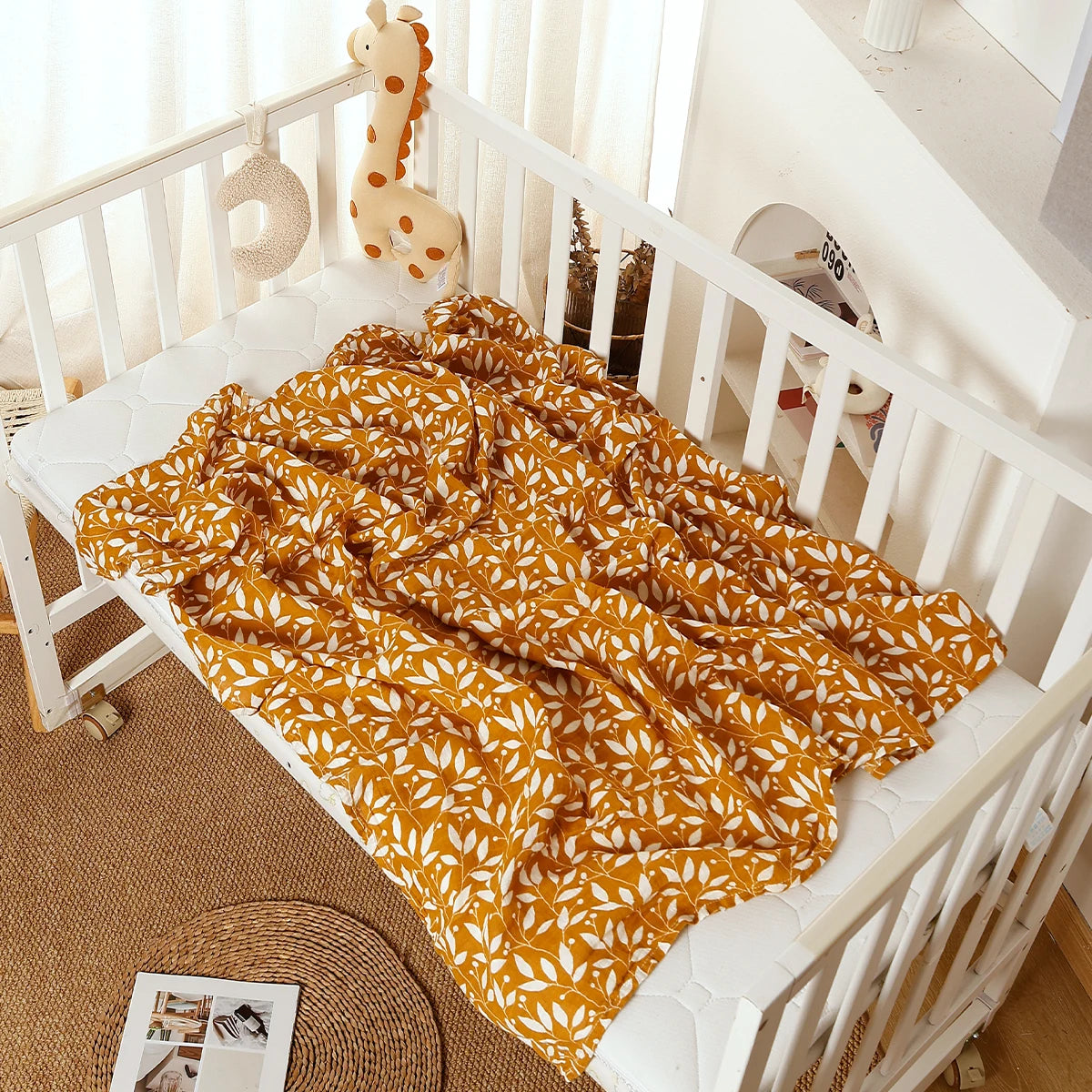 Elinfant 2PCS 100% Cotton Muslin Swaddle Blanket,Baby Quilt Blankets For Summer,Stroller Cover Bath Towel