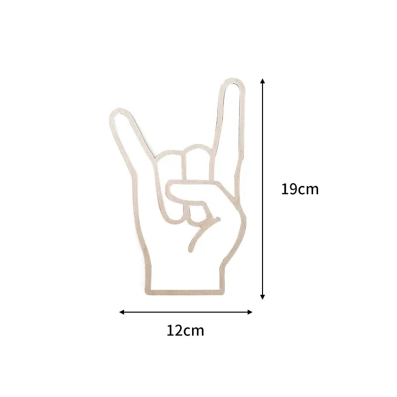 Scandinavian-Inspired Wooden Gesture Wall ArtPersonalized Gesture - Creative Home & Game Room Decor, Reusable, Perfect For Photo.