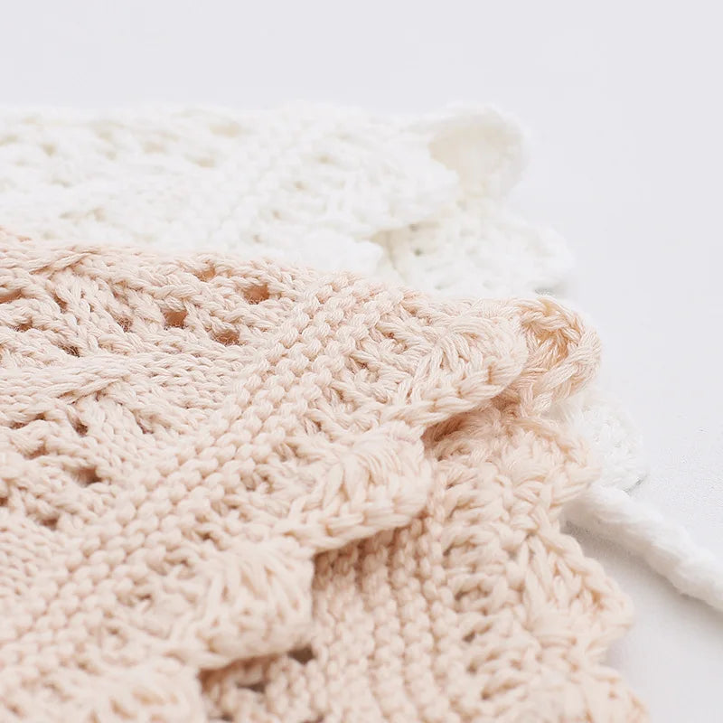 Solid Color Trendy Baby Hat Handmade Lace Turban Baby Hat Girl's Knitted Hat Newborn Hat Wholesale
