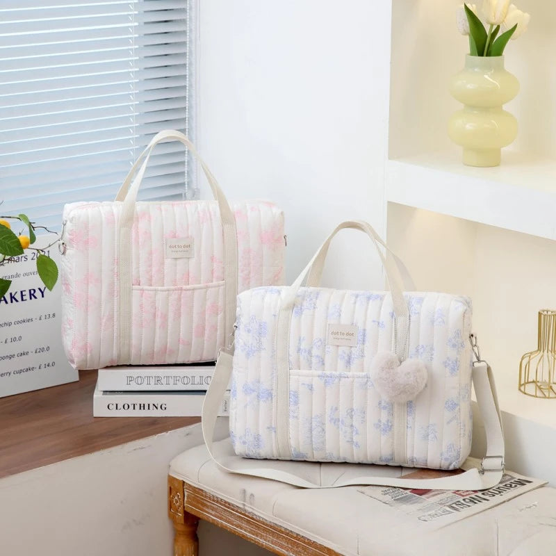 Multifunctional Large Capacity Mommy Bag Women Travel Tote Bag Baby Organizer Diaper Bag Floral Print Shoulder Crossbody Bag