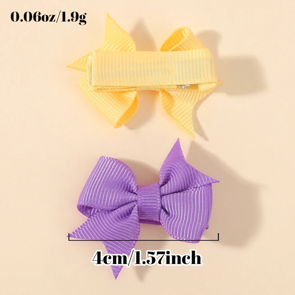 40Pcs 1.57inch Girls' Solid Bow Hair Clips Cute Mini Grosgrain Ribbon Bowont Hairpins Barrette for Kids Hair Accessories
