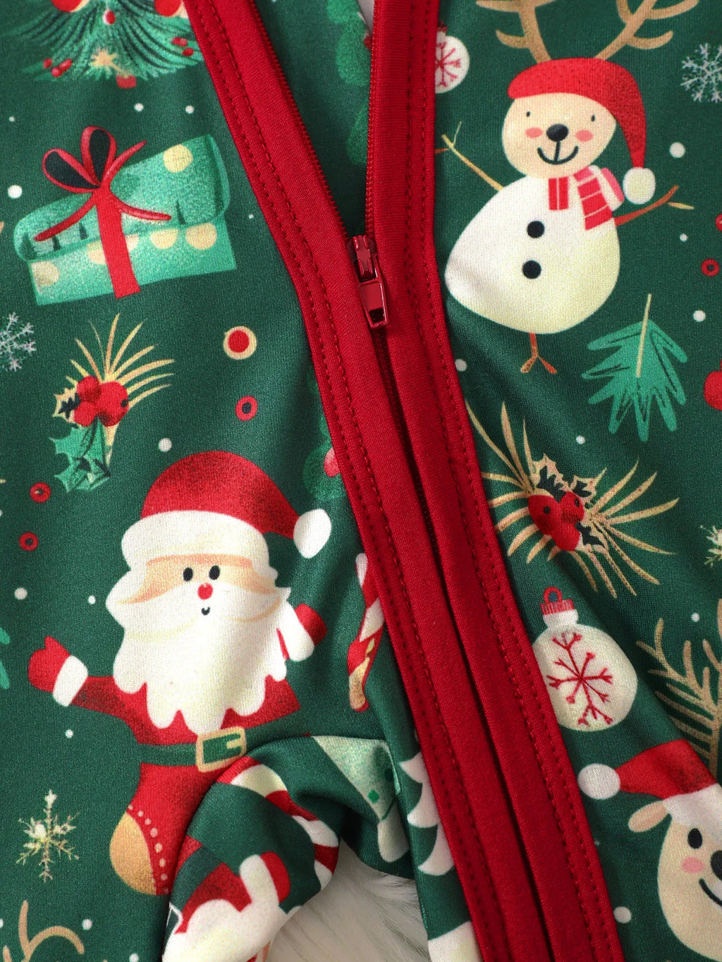 Baby girl Christmas Bodysuit Christmas elements zipper Long sleeved Bodysuit+Hat fit 0-18 Months Baby's New Year's Clothing
