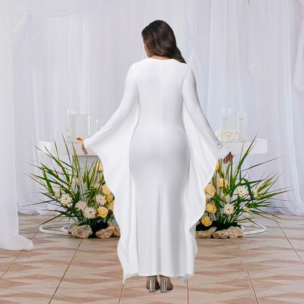 Women Pregnancy Photoshoot Maxi Gown Elegant Batwing Sleeve Bodycon Long Maternity Dress For Photography