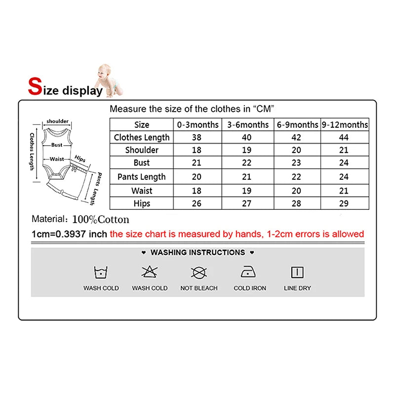 Kiddiezoom Summer Fashion Cartoon Sleeveless Baby Boy Girl Bodysuits+Pants Soft Baby Boy Girl Clothes