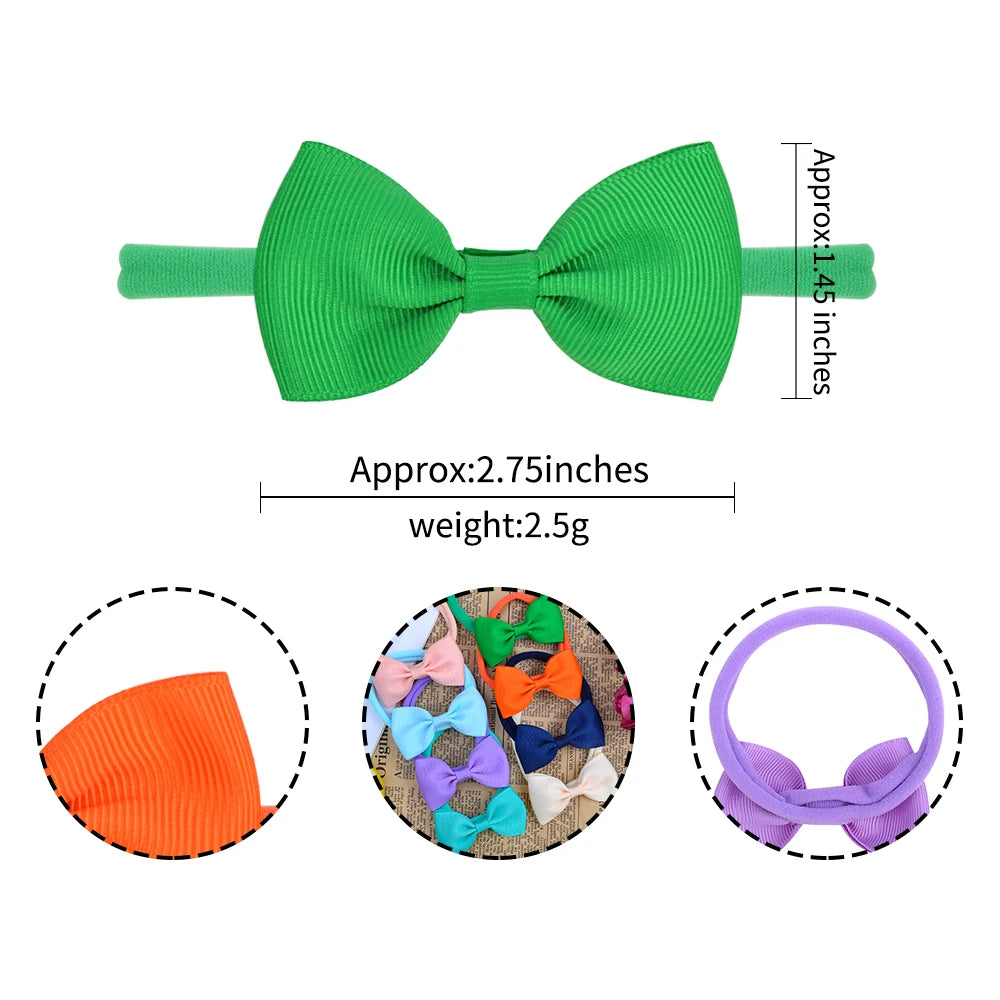 6Pcs/set Classics Ribbon Hair Bows Hair Band Lovely Casual Elastic Head Band Solid Cute Baby Bowknot Toddler Headtie