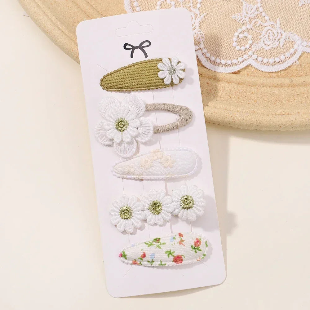 Mini Baby Girl Hair Clips Set 5Pcs Floral Bow Bunny Princess Hairpins for Toddler Girls