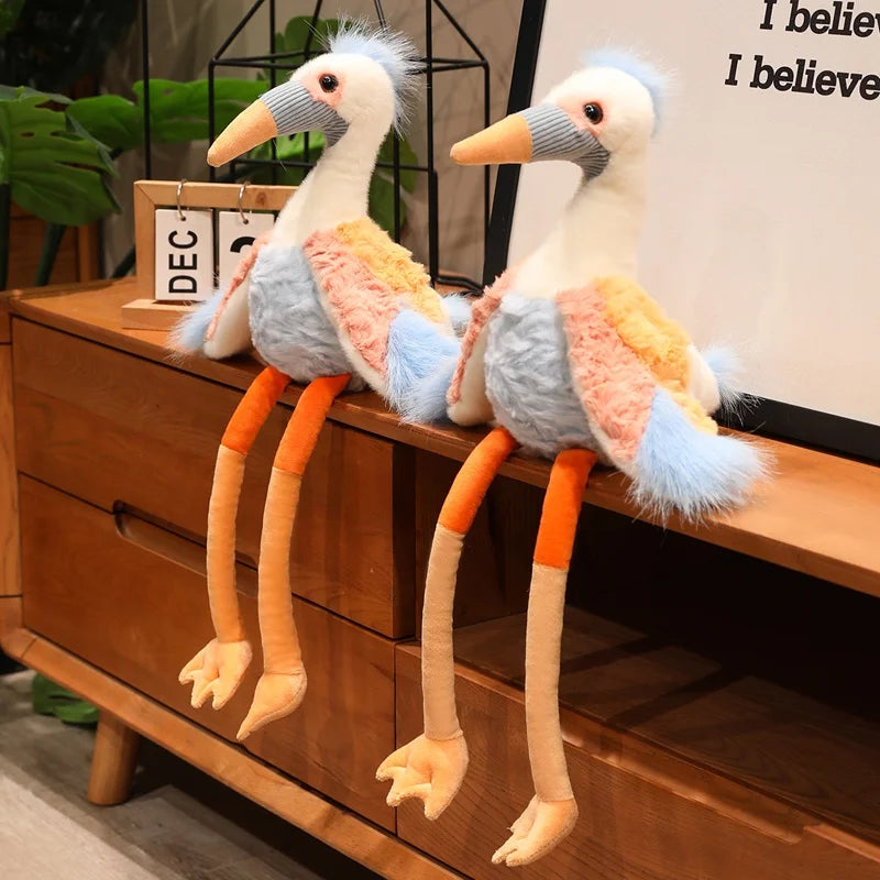 Wholesale Fantastic Crowned Crane Doll Stuffed Plush Balearica Big Bird Cartoon Long Legs Animal Toy Colorful Plushie Gift