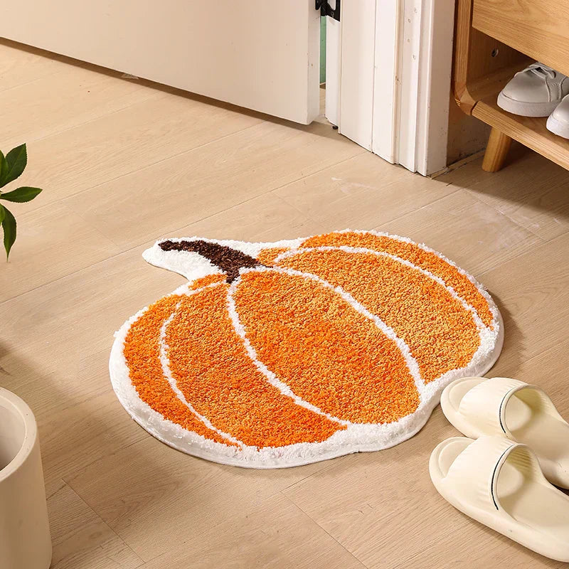 Halloween Pumpkin Velvet Rug 60cm indoor mat with anti-slip backing and festive pumpkin design