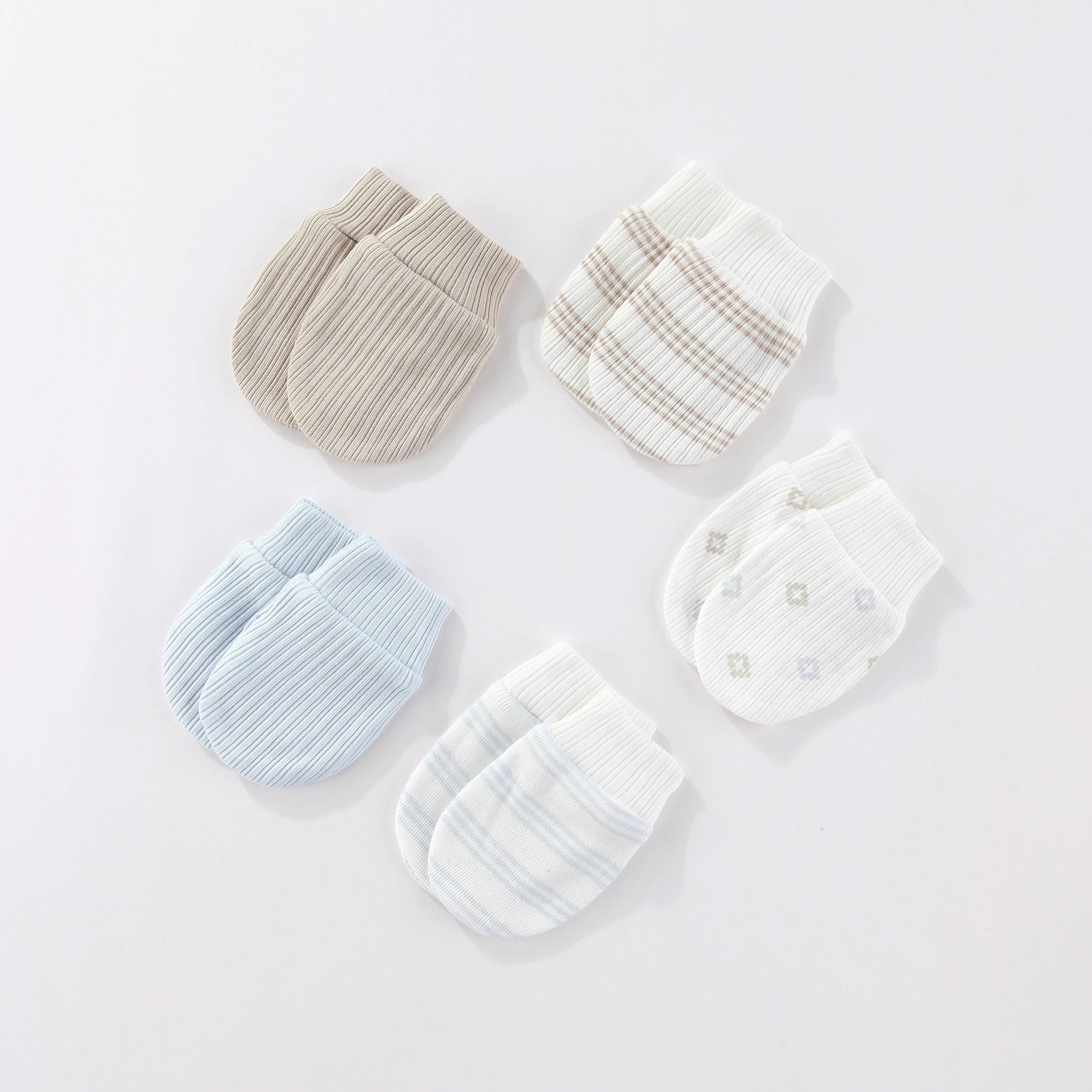 Kiddiezoom Newborn Gloves 0-6M 4/5 Pairs 100 Percent Cotton Breathable Baby Mittens For Newborns