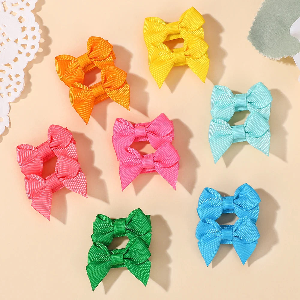 40pcs/Set Mini Hair Bows for Baby Girls 1.3'' Handmade Ribbon Bowknot Clips Toddler Kids Hair Accessories Cute Headwear
