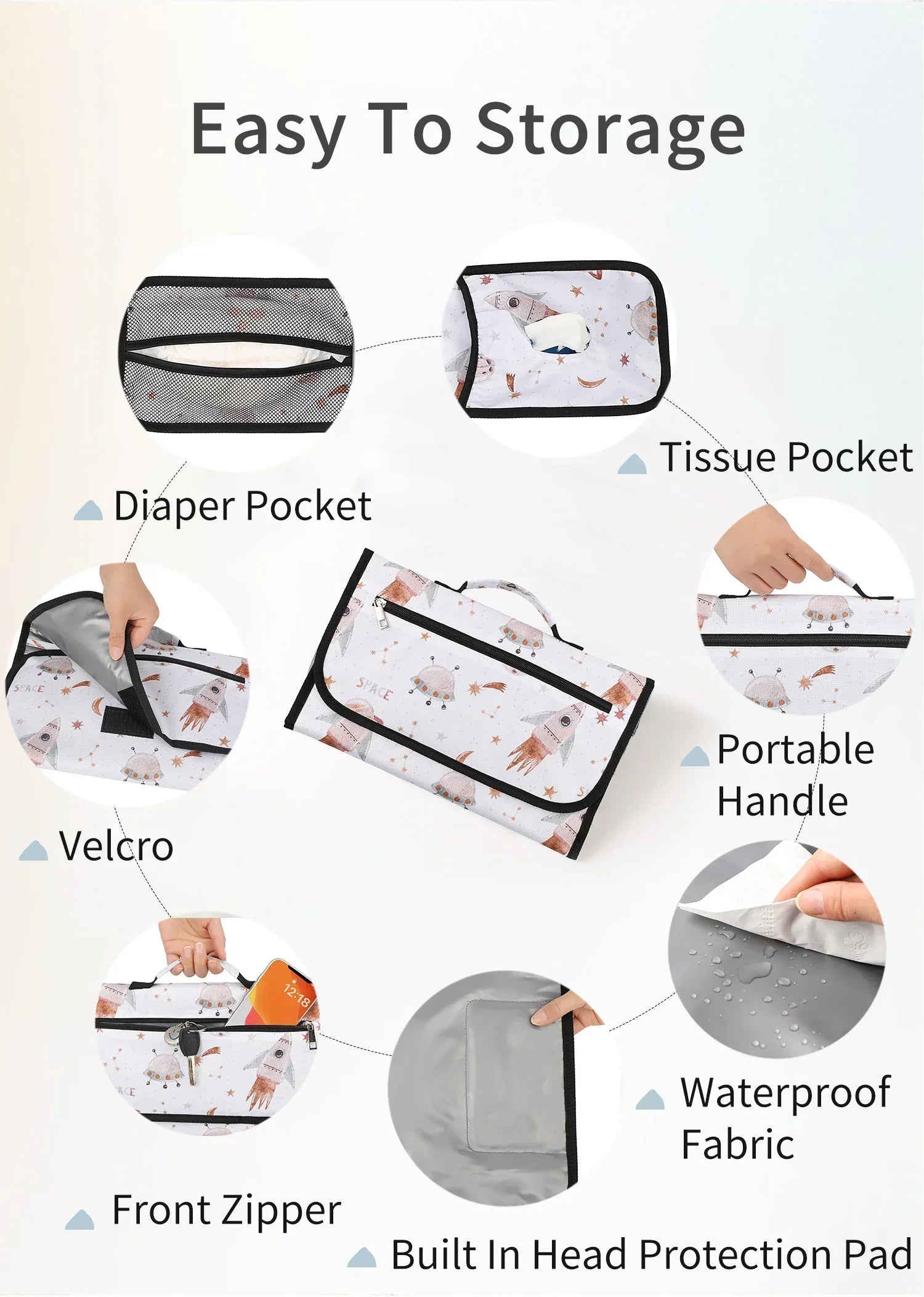 INSULAR Convenient Mattress 3-Layer Waterproof Diaper Changing Pad Foldable Storage Pack Washable Nappy Cushion Multi-functional