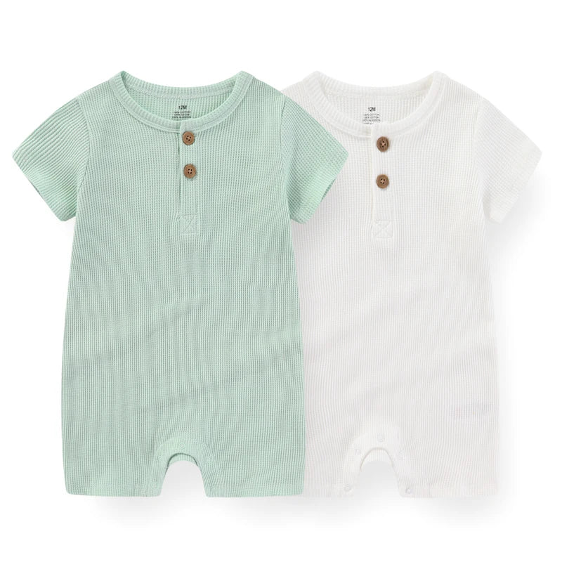 Kiddiezoom Unisex Short Sleeve Cotton Baby Romper Four Seasons One Piece Jumpsuit Newborn