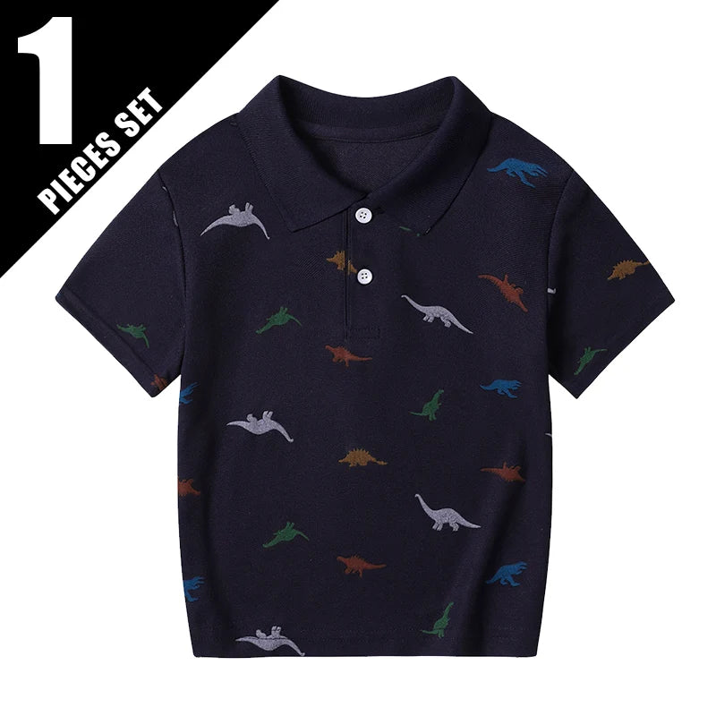 1/3 Pack Children's Summer Dinosaur Printed Multicolor POLO Shirt Boys Casual Fashion Prince T-shirt Joker Comfortable Lapel T