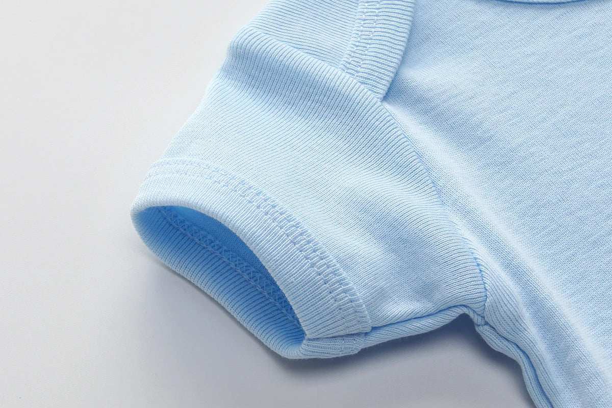 Kiddiezoom 3-Piece Short Sleeves Unisex Bodysuits Solid Color Newborn Onesies Multi-piece Set Summer Infant Outfits