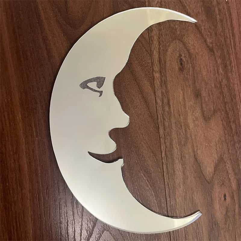 Vintage Acrylic Gold Crescent Moon Wall Art Mirror For Living Room Decor With Gold And Silver Finish