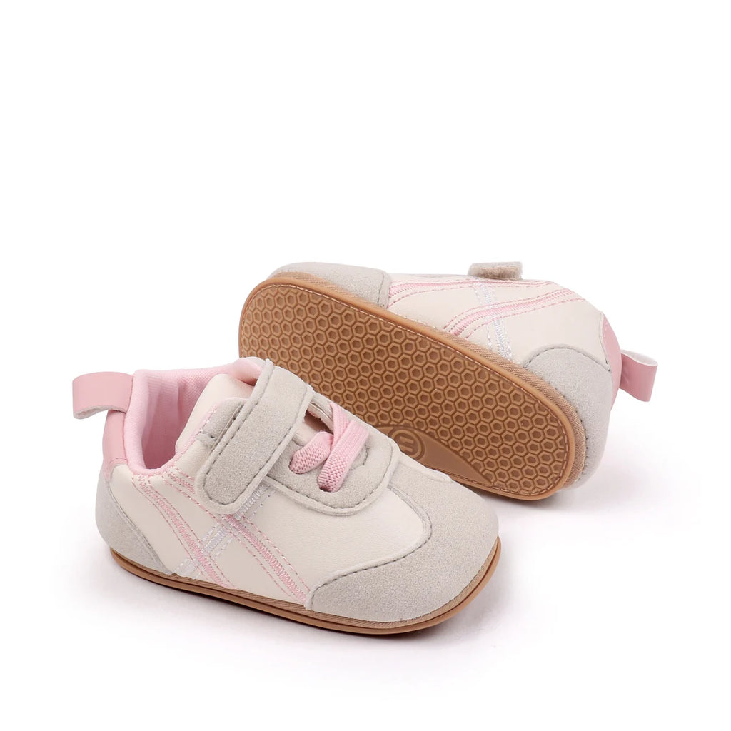 2025 New Spring Autumn Baby Girls and Boys Casual Sneakers TPR Sole Anti Slip Fashion Design PU Patchwork Infant Walking Shoes