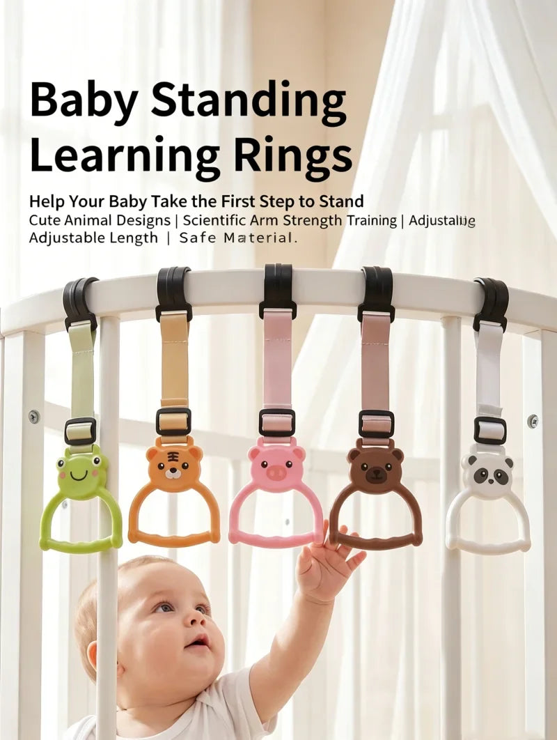 Baby Playpen Pull Up Rings Hand Ring for Baby Walking Assistance Crib Hanging Rings Toddler Stand Up Dangling Pull Up Rings