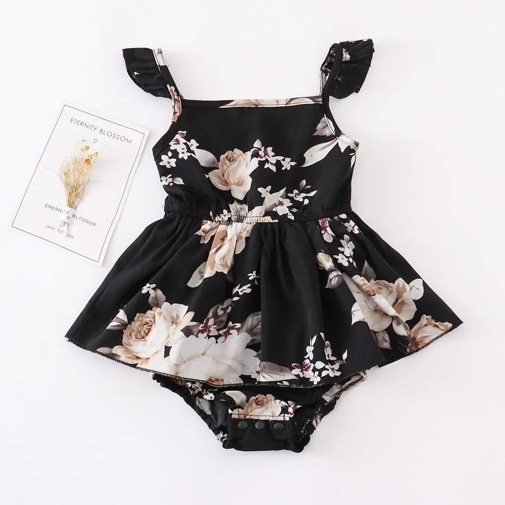 Summer Family Matching Outfits Women Jumpsuit Beach Girls Dresses Vestidos Baby Romper Mother Daughter Dress Children's Clothing