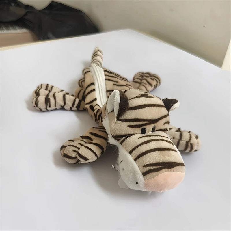 Kapibala Plush Pen Case Xl for Kids Cartoon Elephant and Lion Storage Bag for Pens with Large Capacity