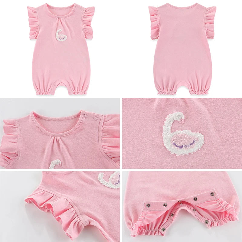 Kiddiezoom 2 Pcs/Lot Summer Cute Cartoon Short Sleeve Baby Boy Girl Rompers 100%Cotton Newborn Jumpsuit Clothing