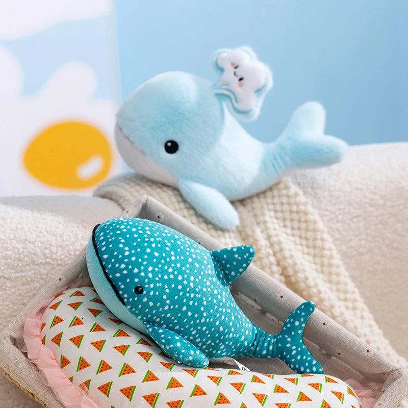 25cm Soft Whale Plush Toys Blue Whale Shark Stuffed Fish Dolls Cute Ocean Animal Plushies Children's Room Decor Xmas Gift