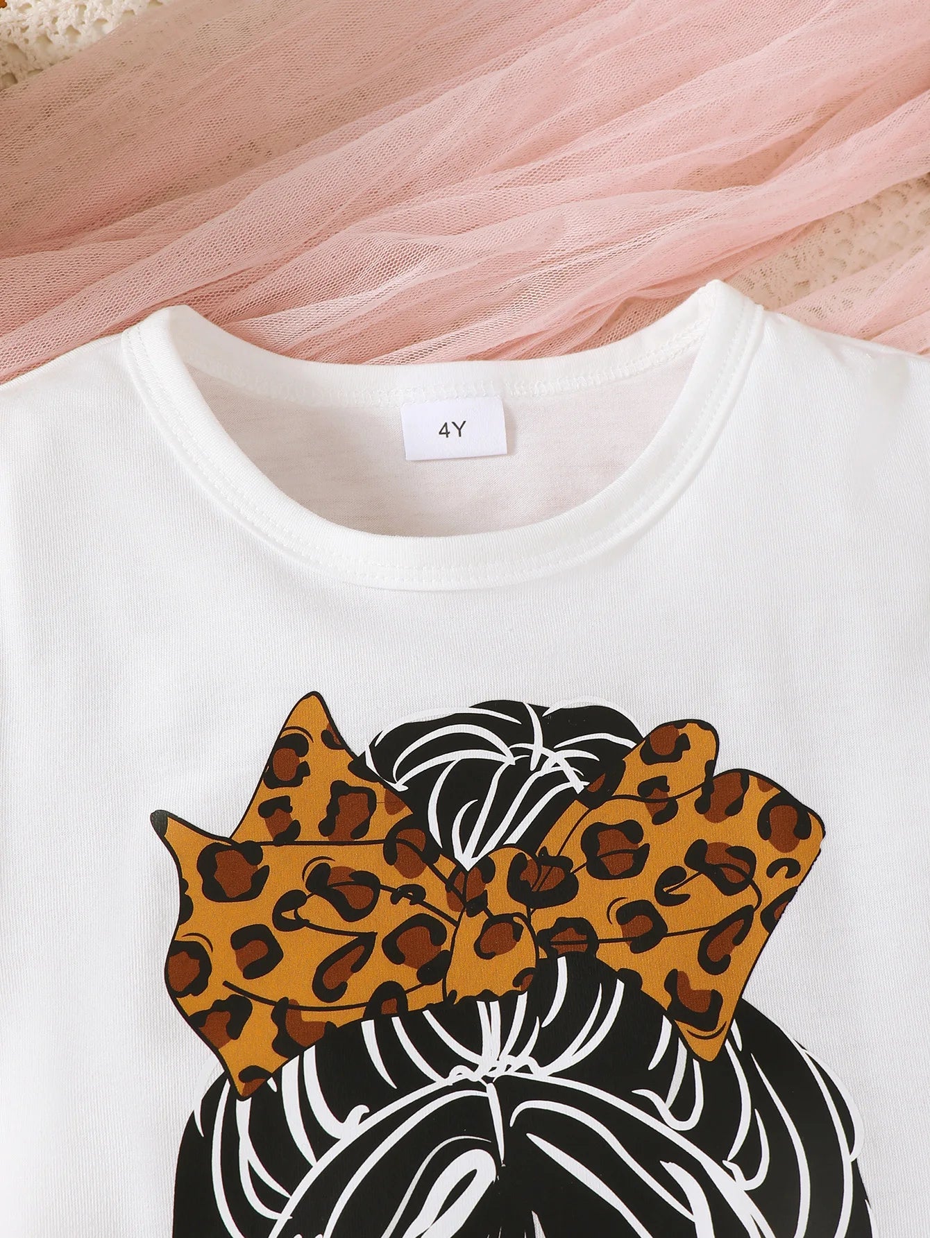 Summer 0-4 Years Old  Infant  Baby  Girls  Little Girl  Print  Top  And  Leopard  Print  Skirt  Casual  2-Piece  Set