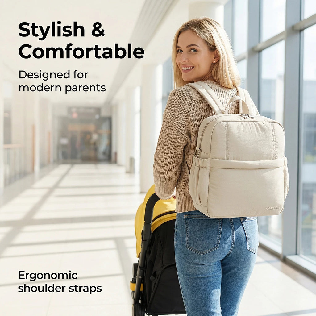 Soboba Large Capacity Diaper Backpack Multi-functional Nappy Changing Bag for Newborns Travel-Friendly Parenting Essentials