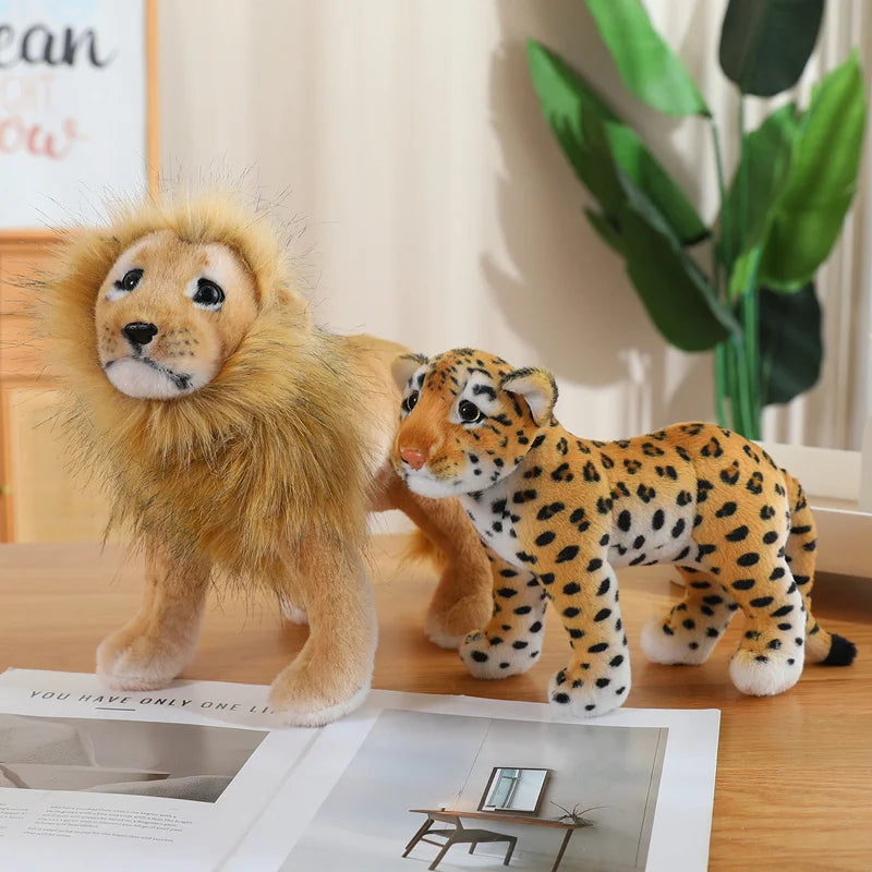 New Simulation Lion Tiger Leopard Plush Toys Home Decor Stuffed Cute Animals Dolls Gift For Children Birthday Christmas