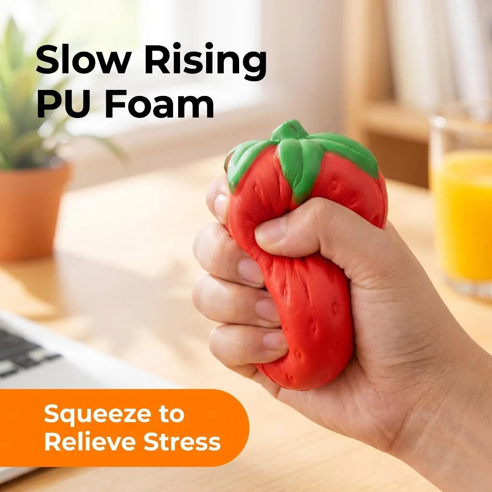 Jumbo Strawberry Fruit Squishy Toy Set Slow Rebound Stress Relief Toy Decompression Fidget for Adult Office Desk Decor Gift