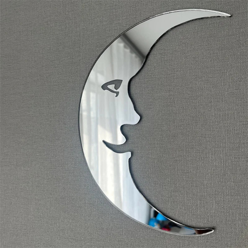 Vintage Acrylic Gold Crescent Moon Wall Art Mirror For Living Room Decor With Gold And Silver Finish