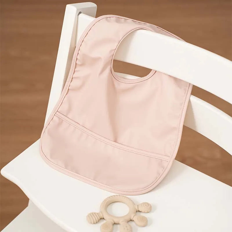 Sleeveless Baby Feeding Bibs Soft Waterproof Toddler Kids Anti-dirty Apron Solid Color Infant Saliva Bib with Pocket Baby Stuff