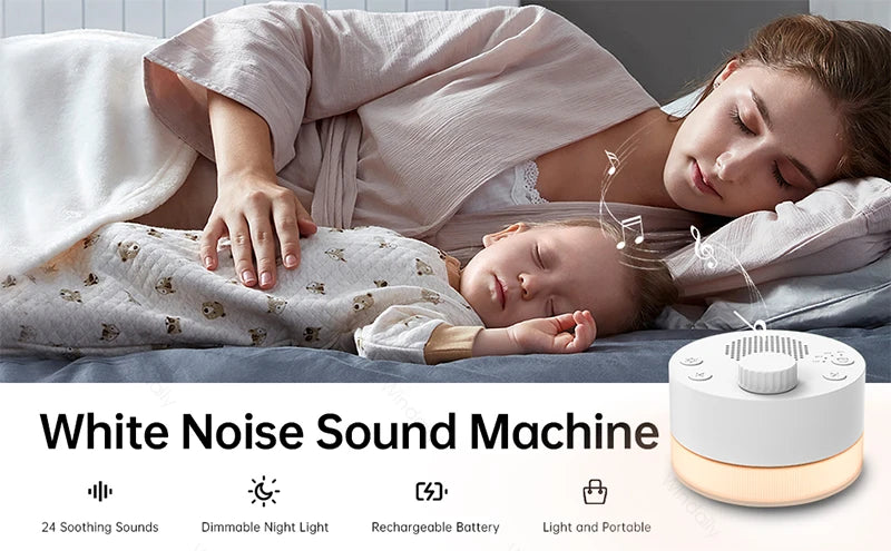 2025 White Noise Machine 24 Sleep Soothing Sounds Portable Baby Sleep Machine Night Lights Memory Function For Baby Kids Adults