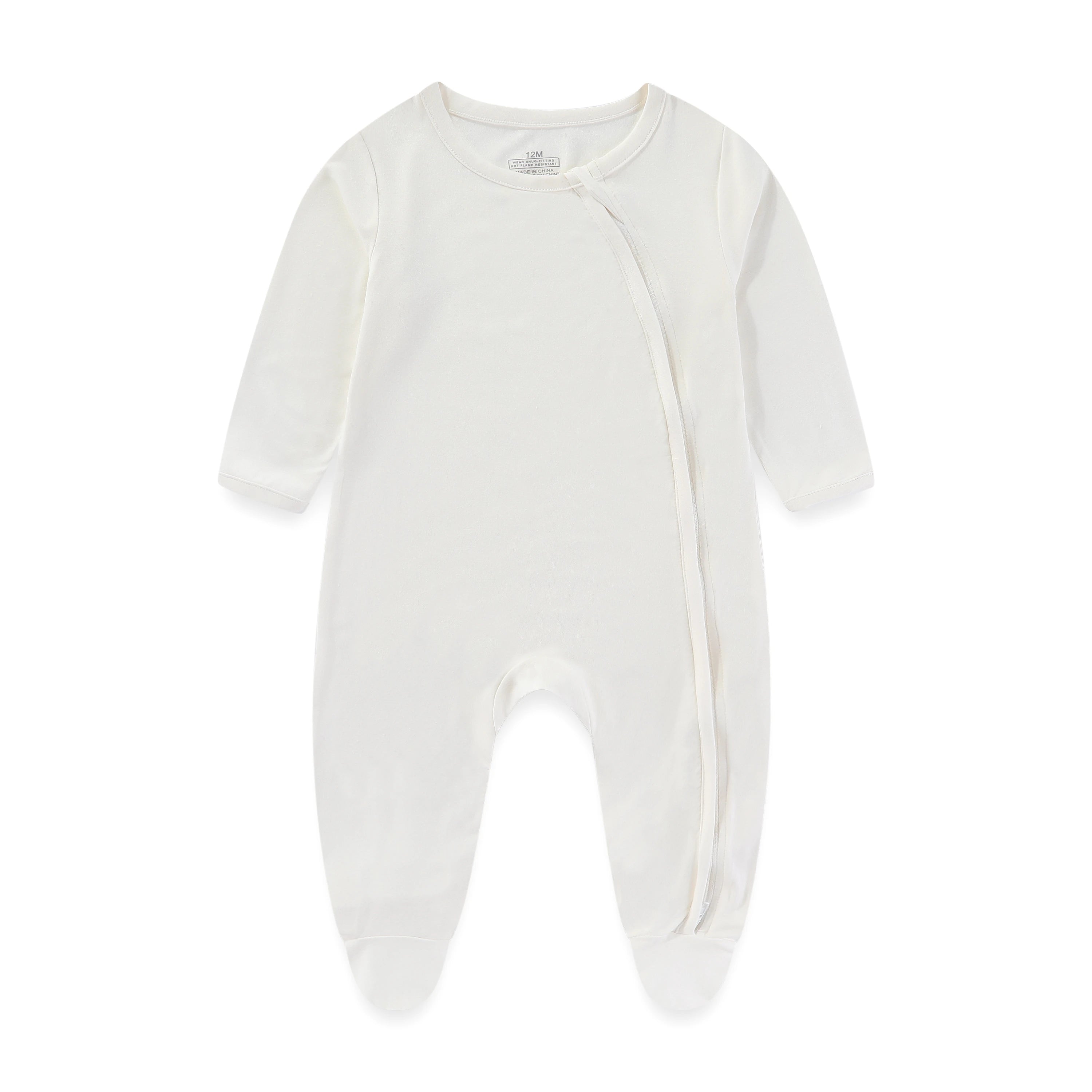 Four Seasons Baby Footed Jumpsuit Unisex Solid Color Zipper Romper For Newborns Soft Clothes FS01